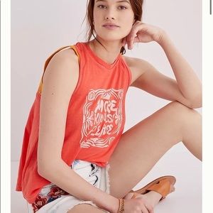 Anthropologie Fuchsia Graphic Tank Top with Twist-Back Size Medium